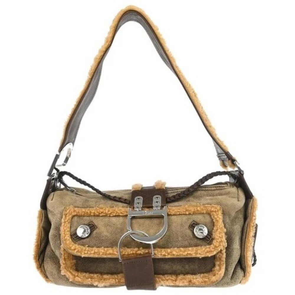 Christian Dior Beige Mouton Flight Handbag 05-MA-